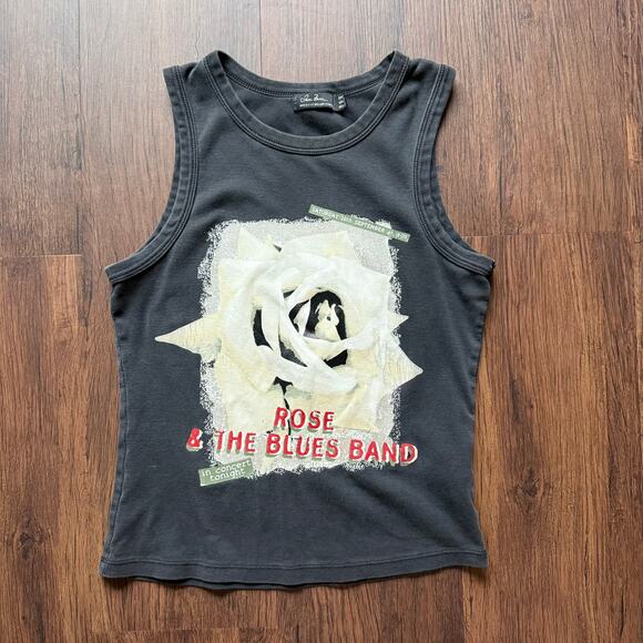 Zara Basic Graphic Tank Top Rose & The Blues Band Black Women’s L - Picture 1 of 7